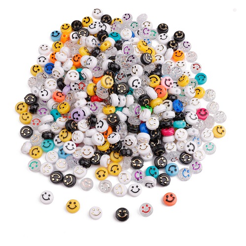 50 pieces acrylic smiley face round flat beads loose beads diy handmade bracelet jewelry accessories hot sale wholesale