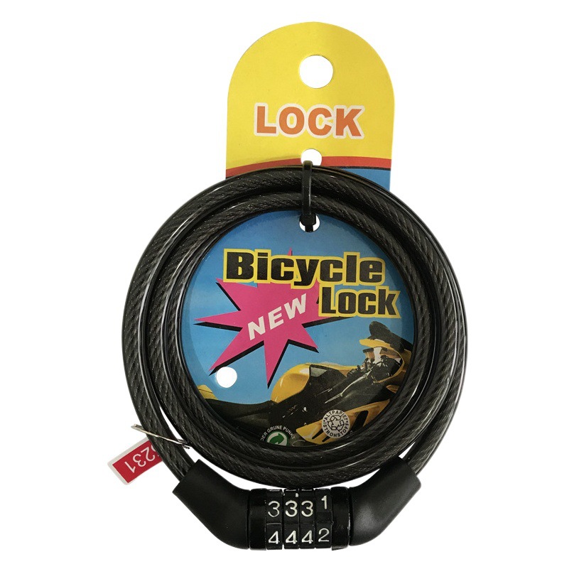 Bicycle four-digit combination lock mountain bike lock electric car steel cable steel wire chain lock 532 bicycle anti-theft lock
