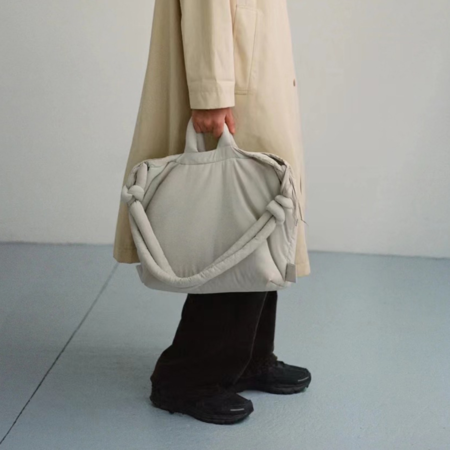 New nylon drawstring backpack for women large capacity lightweight dual use shoulder bag soft quilted handbag_voghion.com