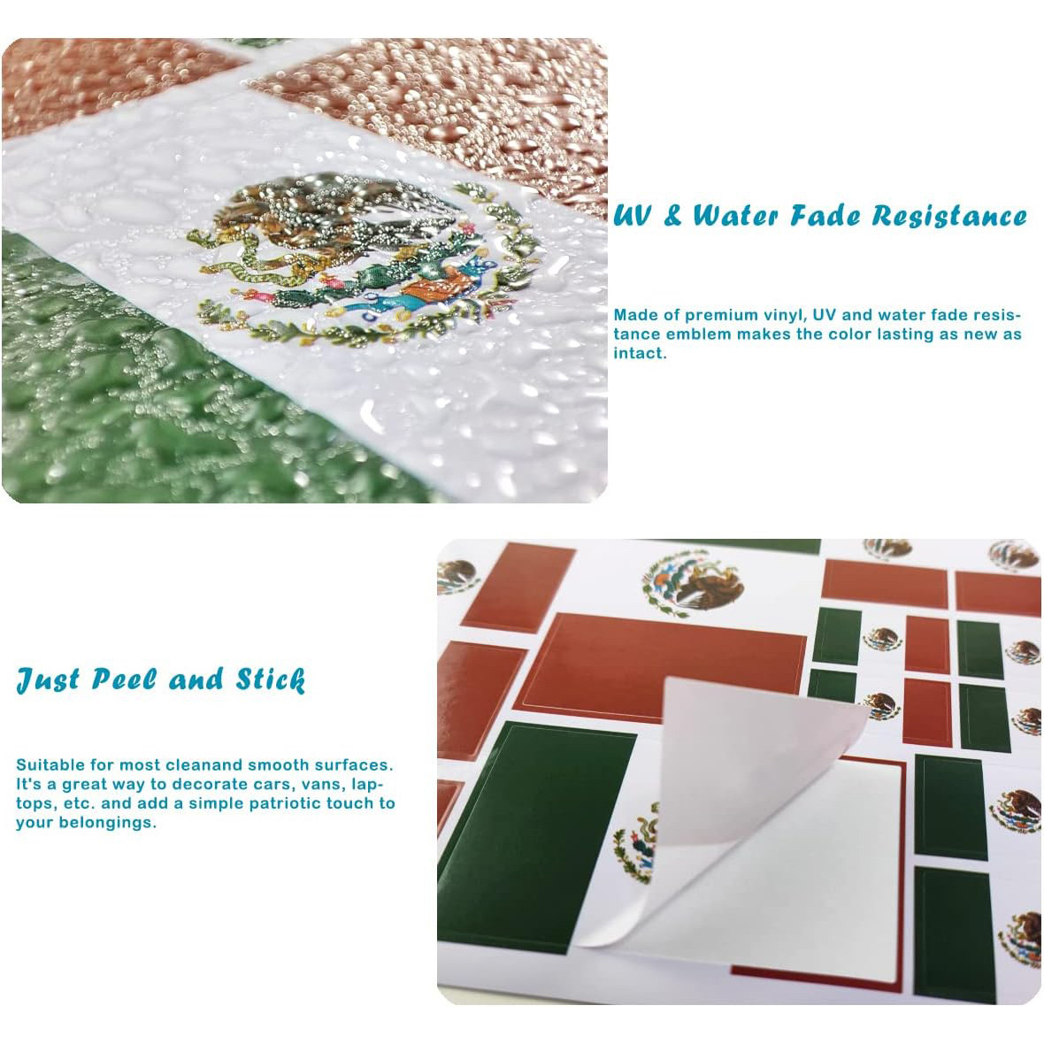 Amazonas pegatinas de bandera mexicana pegatinas impermeables de México en varios tamaños 21x29.7cm