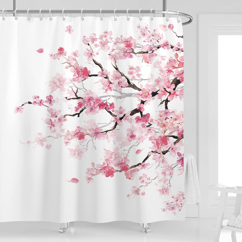 Cross-Border Shower Curtain Chinese Style Traditional Plum Blossom Peach Blossom Digital Printing Bathroom Toilet Waterproof and Mildew-Proof Partition Curtain Cross-Border Shower Curtain Chinese Style Traditional Plum Blossom Peach Blossom Digital Printing Bathroom Toilet Waterproof and Mildew-Proof Partition Curtain