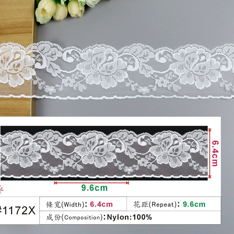 现货6.4CM网孔大花蕾丝 几何图形蕾丝花边 DIY童装服饰蕾丝手感软