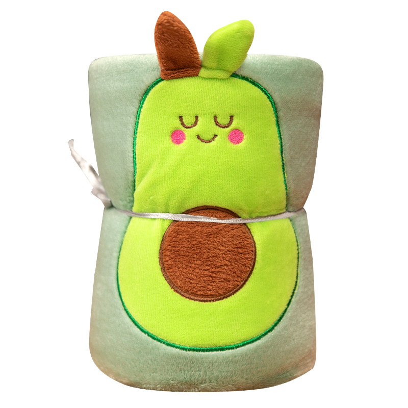 Lindo rollo de aguacate manta siesta manta franela aire acondicionado manta empresa actividad pequeño regalo niños Manta