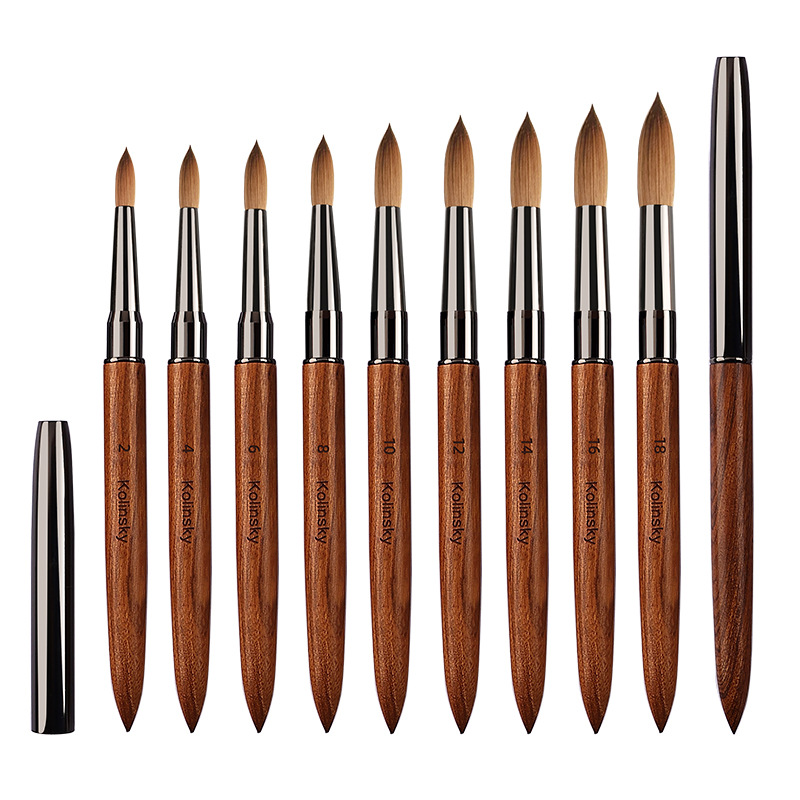 Pincel de Uñas de Pelo de Visón de Calidad Amazon, para Decoración de Uñas, Cristal, Sándalo, Kolinsky, Extensión de Uñas, Tallado de Uñas