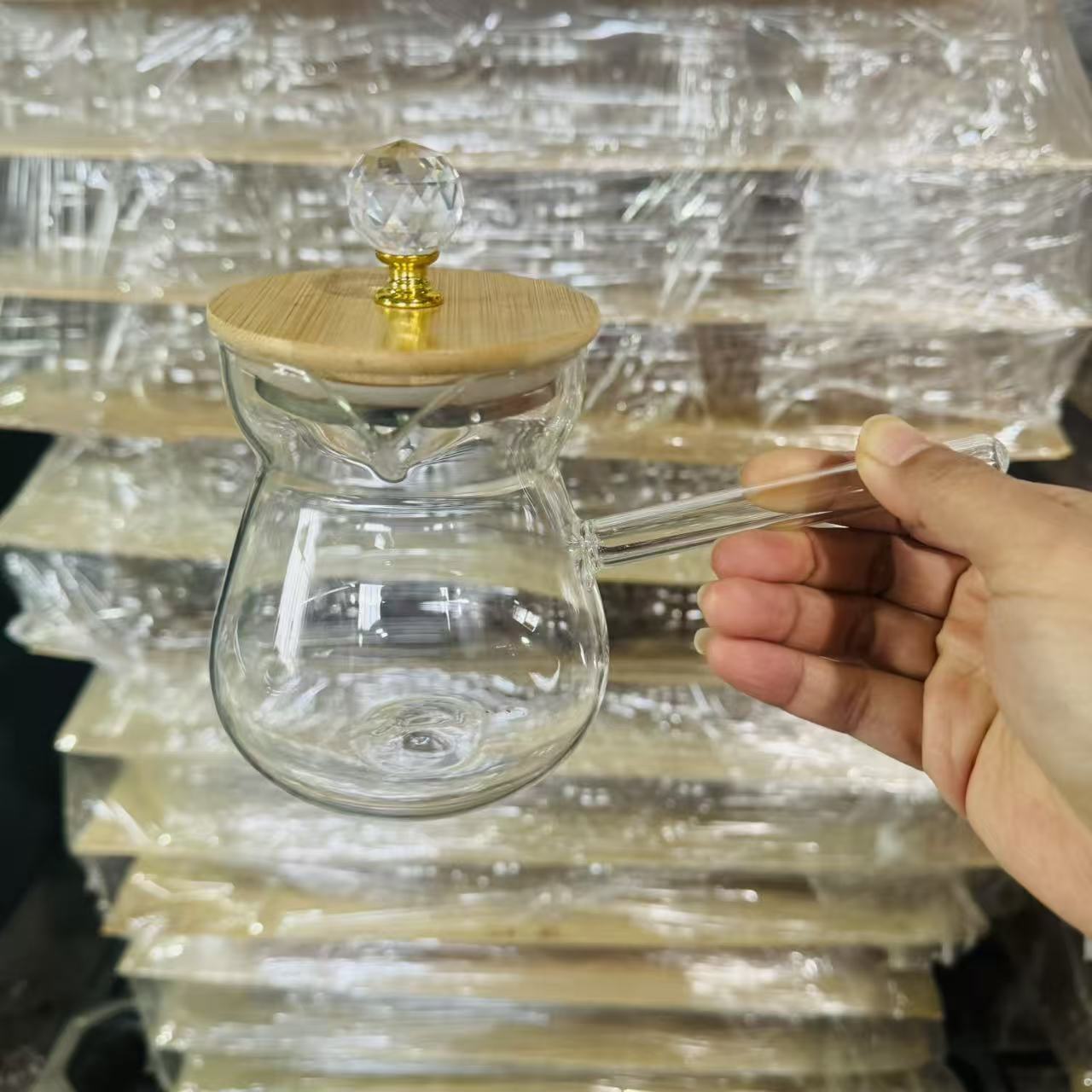 Café de vidrio de alta borosilicona árabe vidrio transparente resistente al calor cafetera de café de mano oficina doméstica té de flores