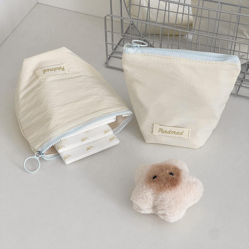 Cream color storage mouth red envelope Korean solid color ins style simple coin purse shopping portable mini storage bag