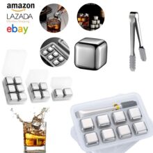 304不锈钢冰石酒吧方形金属速冻冰粒盒装酒吧冰块威士忌冰酒石头