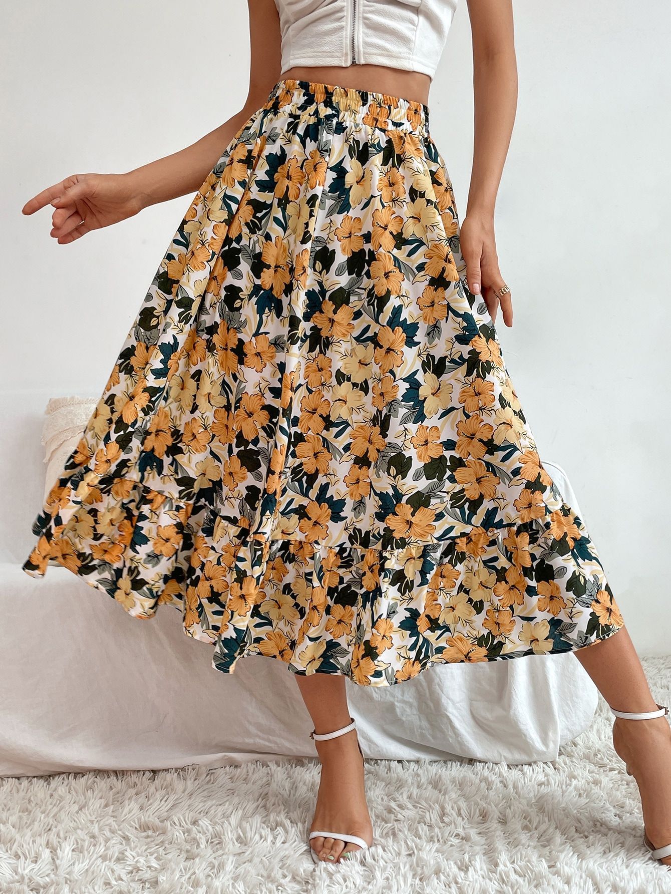 182g Weight Midi Dress Dress Length Type Skirt Dresses Type Spandex, Polyester Fabric Type High Waist Waist Line Inelastic Elasticity Holiday, Daily Occasion Regular Fit Fit Type Ditsy Floral, Leopard Pattern Spring, Autumn Season Women's Gender Casual, Streetwear Style Spring Autumn Casual Streetwear Ditsy Floral Leopard Spandex Polyester Midi Dress Skirts 无