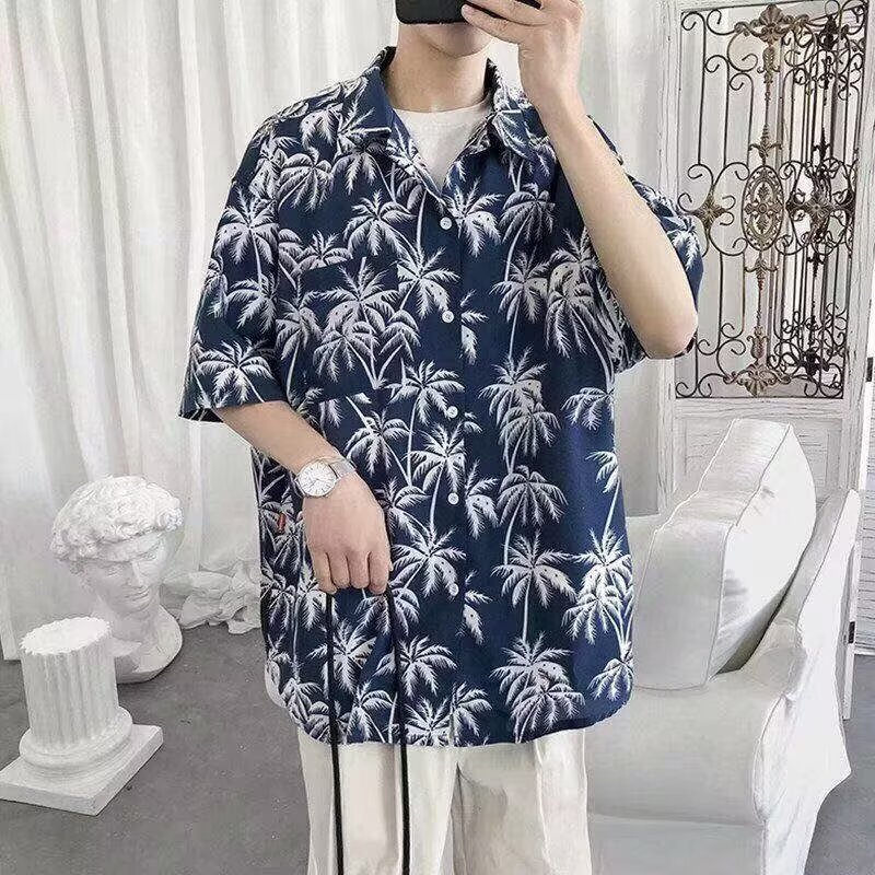 Men's Summer Shirts, Stylish Short-Sleeved Tops, Casual Trendy Printed Thin Jackets for Seaside Vacations Men's Summer Shirts, Stylish Short-Sleeved Tops, Casual Trendy Printed Thin Jackets for Seaside Vacations