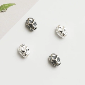 S925 Sterling Silver Retro Concave Surface Spacer Beads DIY Beaded Rope Braided Crystal Bracelet Necklace Loose Bead Accessories