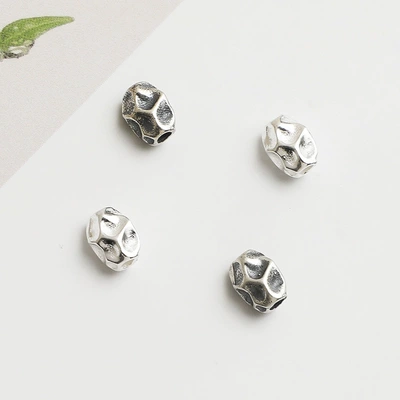 S925 Sterling Silver Retro Concave Surface Spacer Beads DIY Beaded Rope Braided Crystal Bracelet Necklace Loose Bead Accessories