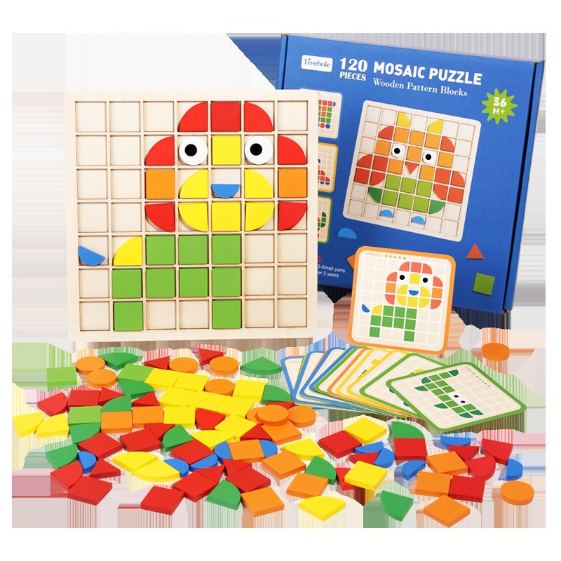 Mosaico transfronterizo rompecabezas de inteligencia tridimensional jardín de infantes entrenamiento de pensamiento enfocado en emparejamiento de forma de ladrillo de construcción reconocimiento de color