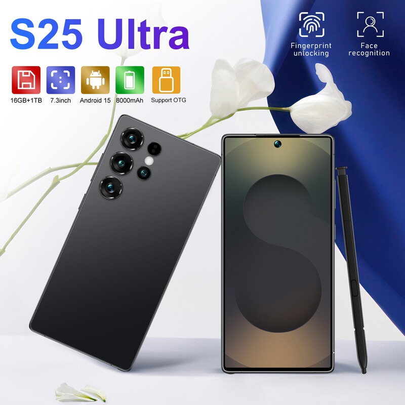 Tk Popular Cross-Border Mobile Phone S25Ultra 7.3inch Large Screen 16+1Tb Smartphone with Built-In Pen Original Factory Wholesale