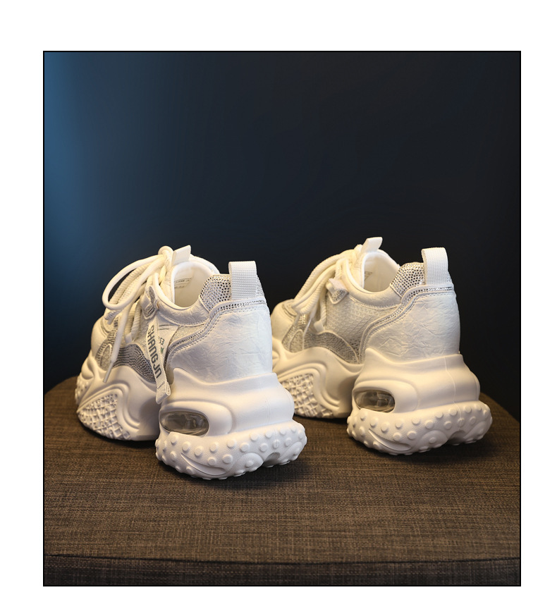 Giày sneaker nữ đế dày lưới thoáng khí đính đá pha lê — màu trắng chi tiết 20