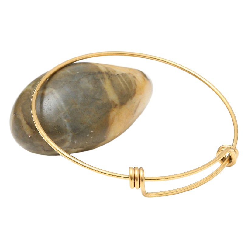 Pulsera de acero inoxidable 316L ajustable, redonda de tipo Push-Pull elástico con apertura, suministro directo de fábrica.