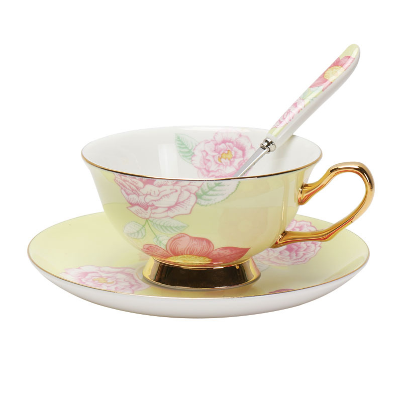 China de hueso taza de café y platillo traje hogar europeo lujo británico tarde té Taza de cerámica juego de té caja de regalo traje