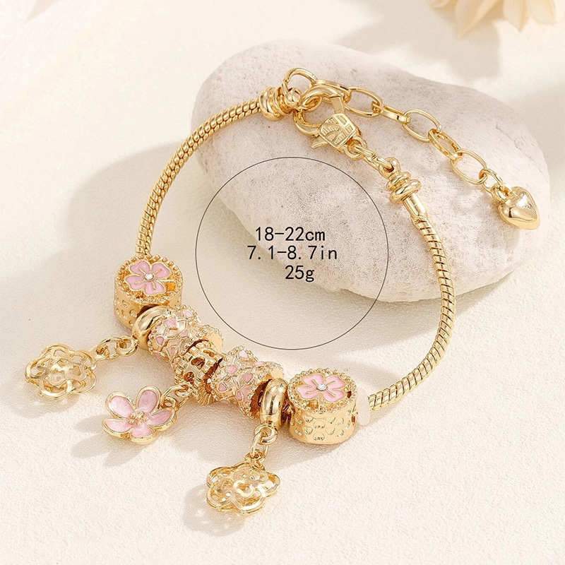 DIY Beaded Rhinestone Enamel Flower Bracelet_voghion.com