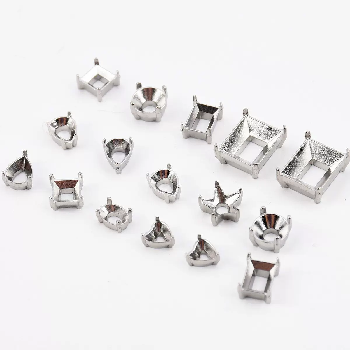 304不锈钢粉注立体异形钻托 水钻锆石底托空托 多种形状尺寸爪托