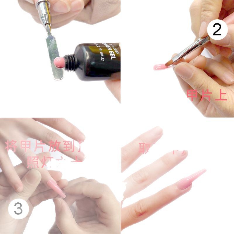 Nuevos productos transfronterizos de uñas sin papel mano extensión de cristal 120 piezas de uñas de almendra ballet con escala de uñas