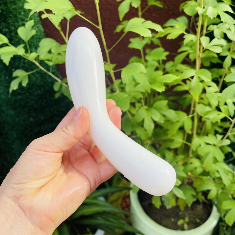 白玉大弯头水晶按摩棒 图 2