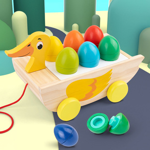 Cross-Border Children's Early Education Educational Egg Shape Matching Smart Egg Gashapon Color Recognition Wooden Toys Wholesale