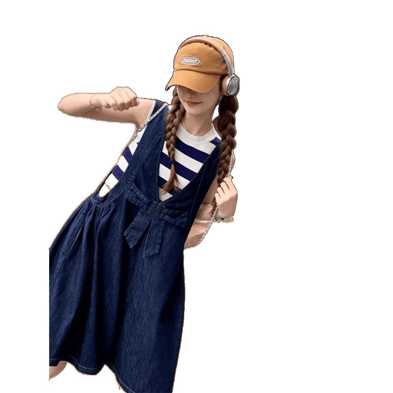 新疆チベット四川西部オリジナル旅行服ボウデニムオーバーオールショートパンツレディーススタイルジャンプスーツ|undefined