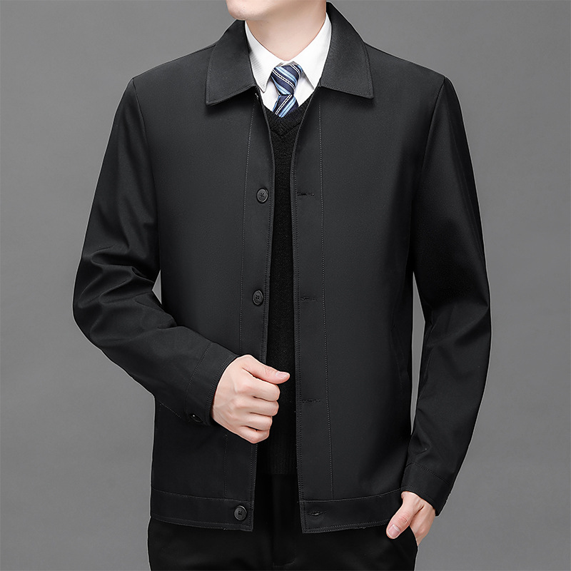 Primavera y otoño con solapa chaqueta casual de negocios chaqueta de hombre chaqueta de color sólido simple universal camiseta de moda de manga larga chaqueta