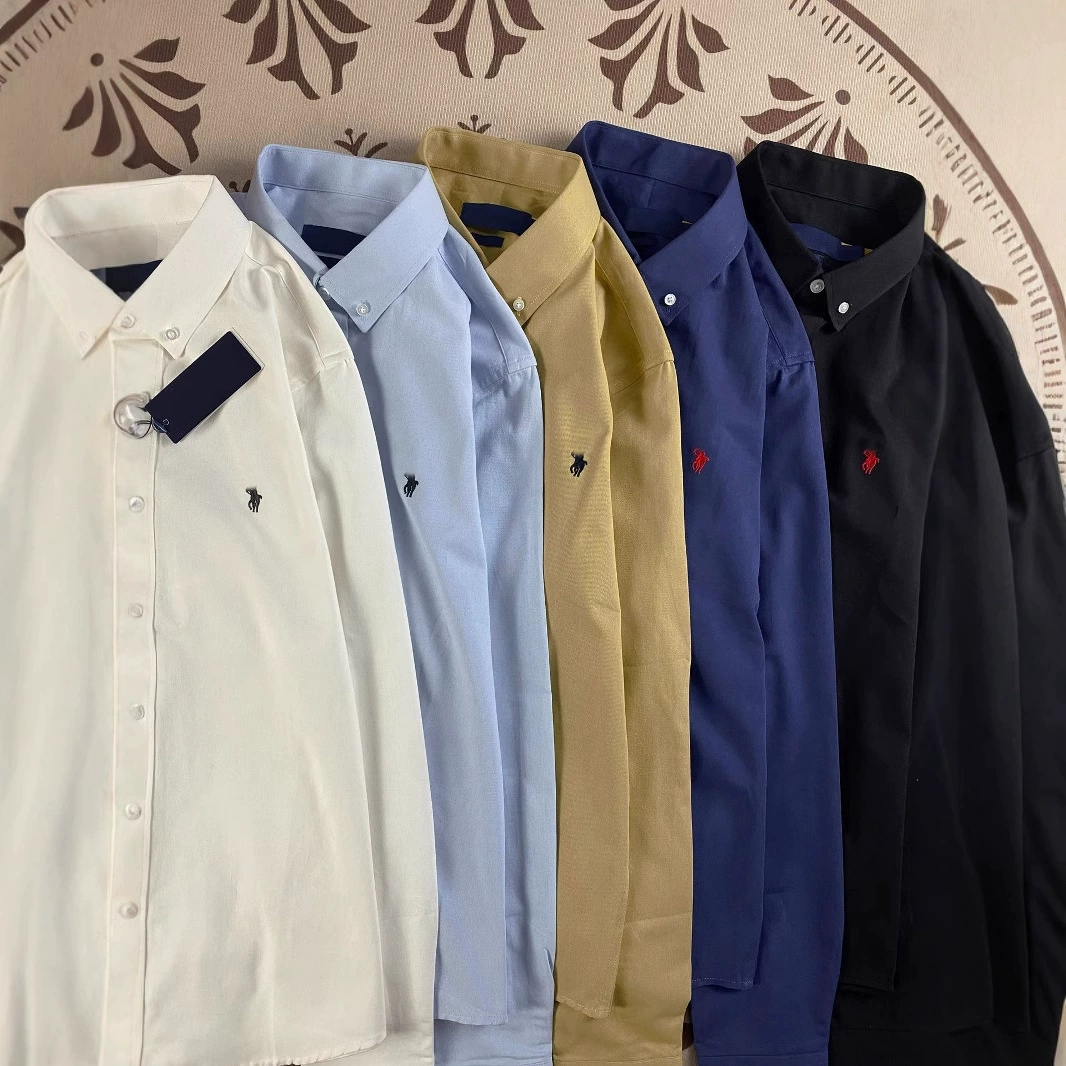Ravf RL пони с вышивкой с длинными рукавами рубашка мужской повседневный американский боевая лошадь POLO хлопок классическая рубашка для пар
