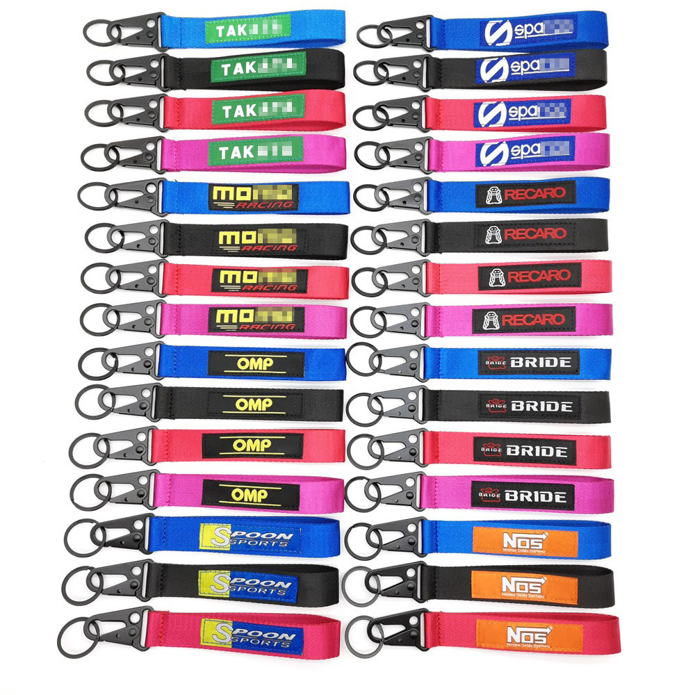 广州现货汽车性能改装标电脑绣花车缝工艺刺绣钥匙扣现货批发