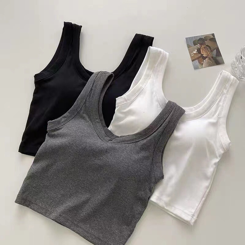 Cotton Non-rimmed Anti-running All-in-one Coaster Wide Shoulder Vest Base Top Sports Underwear Women's Vest Tube Top Cotton Non-rimmed Anti-running All-in-one Coaster Wide Shoulder Vest Base Top Sports Underwear Women's Vest Tube Top
