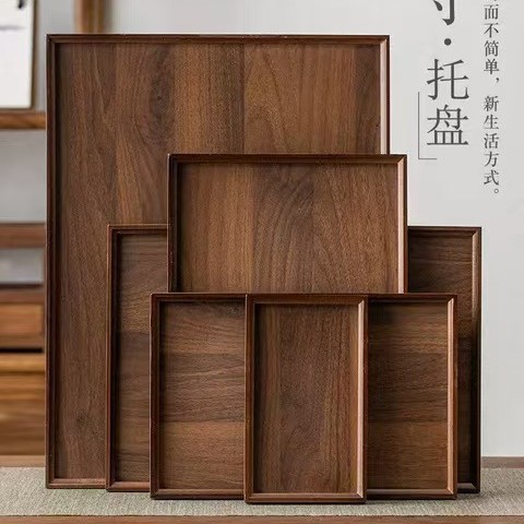 Nuevo estilo chino bambú madera rectángulo comedor hogar comercial té, café, bocadillos para el desayuno, bandeja simple de frutas secas