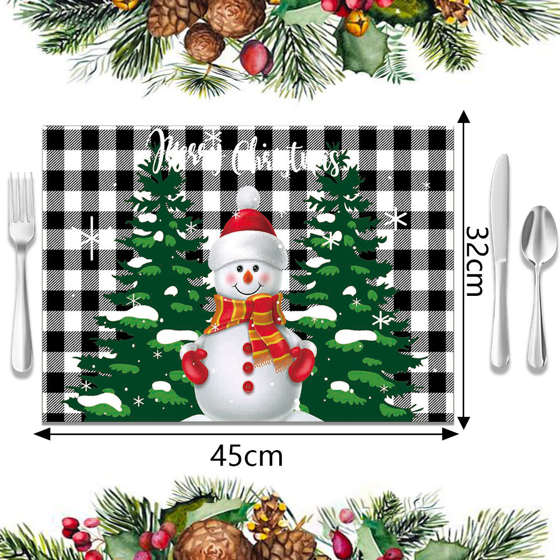 Christmas decoration placemats New style printed tableware insulation pads simple and versatile western placemats_voghion.com