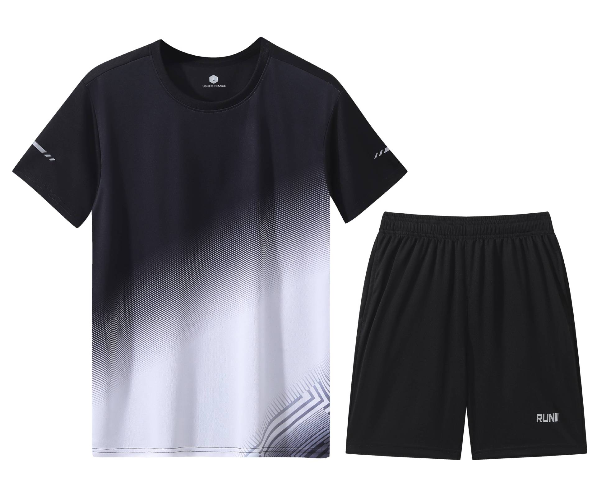 Traje deportivo Camiseta de secado rápido para hombre Camiseta de manga corta para correr ropa de fitness de verano casual de dos piezas al por mayor