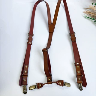 厂家直销欧美风可调节男士正装西裤皮革背带 4夹二层牛皮吊裤带