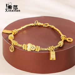 s925纯银葫芦盘缠手链女黄金色吉祥暴富手串复古轻奢风个性手饰