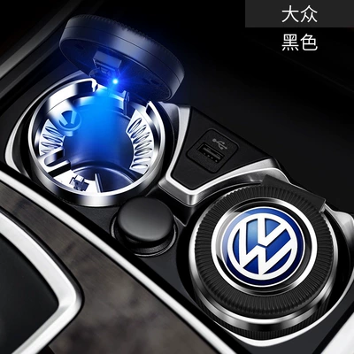 Car Ashtray, Creative Multi-Functional Automatic Male Car Ashtray with Cover, Car Interior Supplies (Car ashtray) - volkswagen-black-one-touch-lidstainless-steel-liner