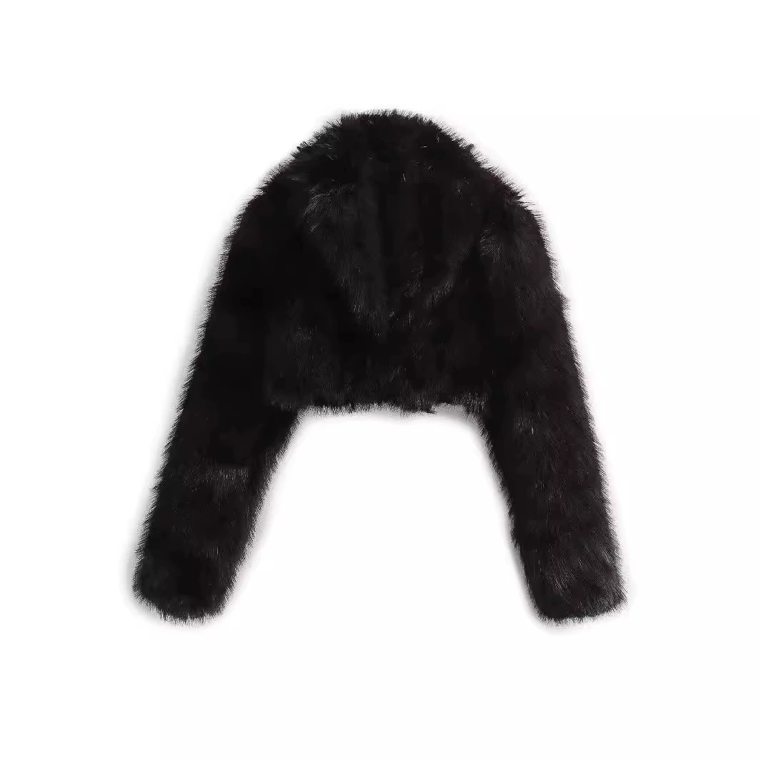 Zatrax-2024 весна и осень в европейском и американском стиле женский искусственный мех эффект лацкана короткий пиджак