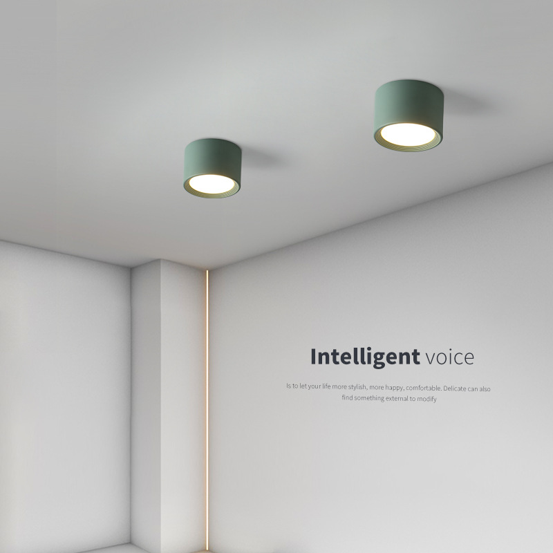 天猫精灵智能控制北欧明装筒灯天花灯时尚现代简约免开孔吸顶灯创