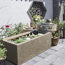 石雕石头老石槽鱼缸带流水水草青石天然石头做旧室内养鱼种花观赏