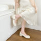 34-40 Size Mary Jane Shoes Women's 2025 New Spring French Shallow Mouth Shoes Commuter Coarse Heeled Beige Leather Shoes