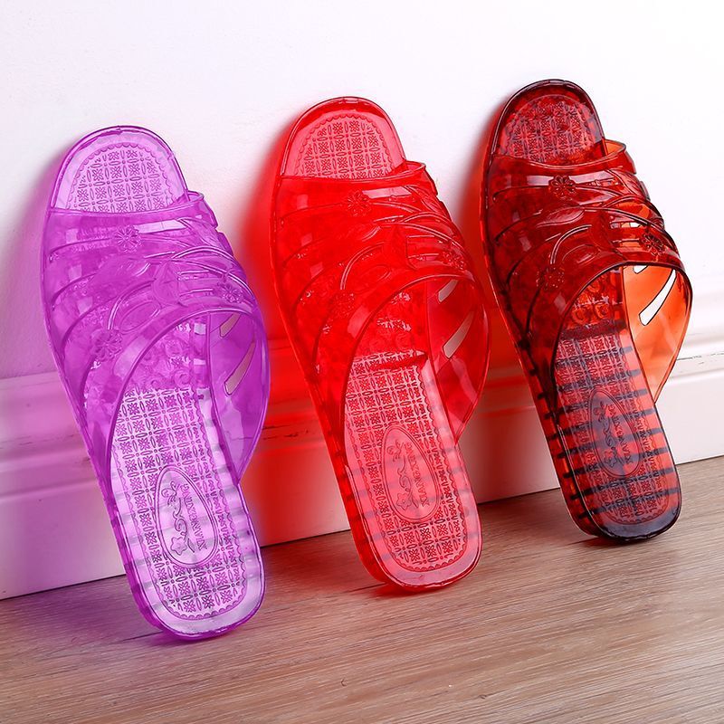 Jelly crystal slippers for women couple home home fashion outerwear thick bottom non-slip deodorant sandals for women