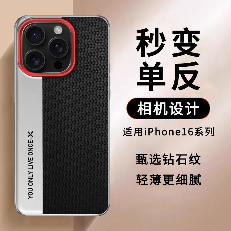 Suitable for Apple 17Promax Phone Case with Diamond Pattern and Color Matching, Iphone16 Lens Camera Model, 15Pro Protection