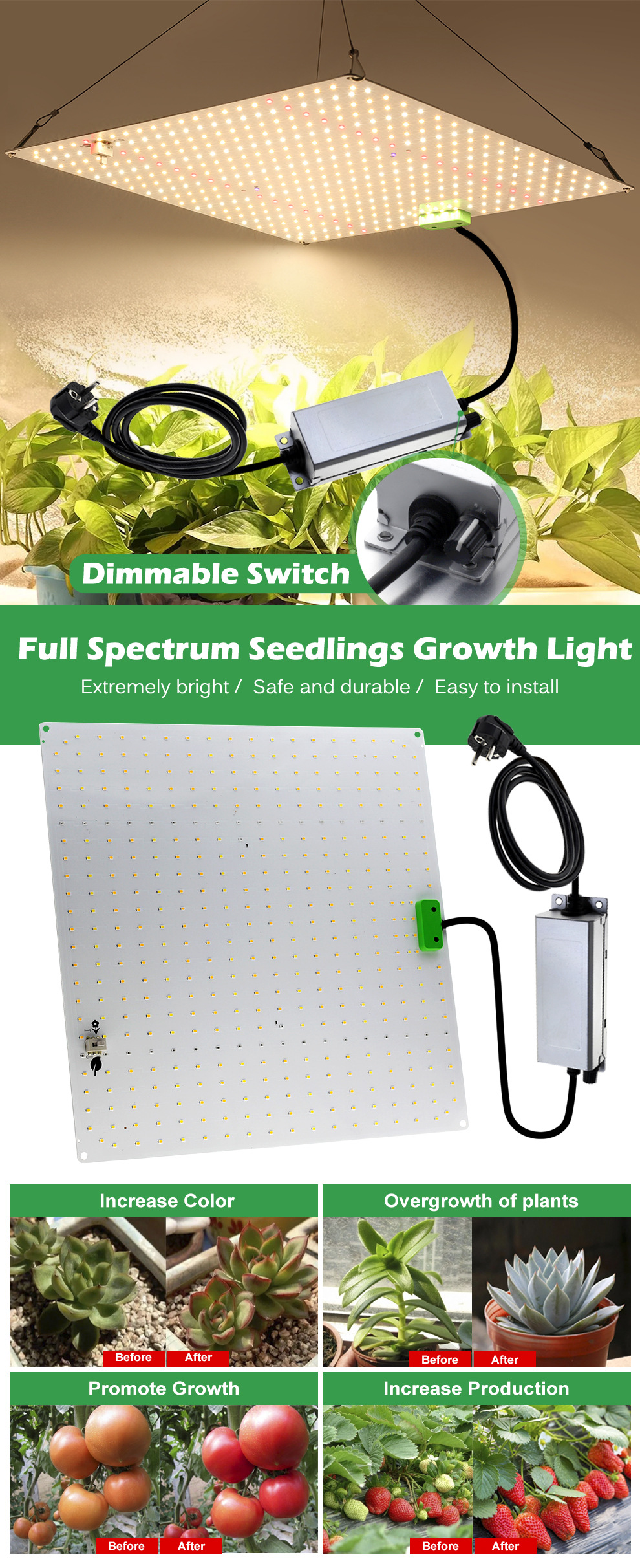 跨境120W调光量子板植物补光灯 150W大棚种植灯 太阳光植物生长灯详情1