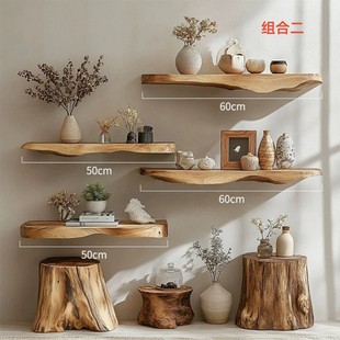 Wall-Mounted Shelf, Wall Rack, Wall-Mounted Flower Rack, Household Bookshelf, Multi-Layer Bedside Solid Wood Storage Rack, Partition Shelf