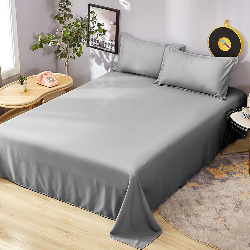 Sábanas de cama tela al por mayor tratamiento de agua lavado algodón dormitorio de color sólido cama doble arroz colcha blanca gris oscuro