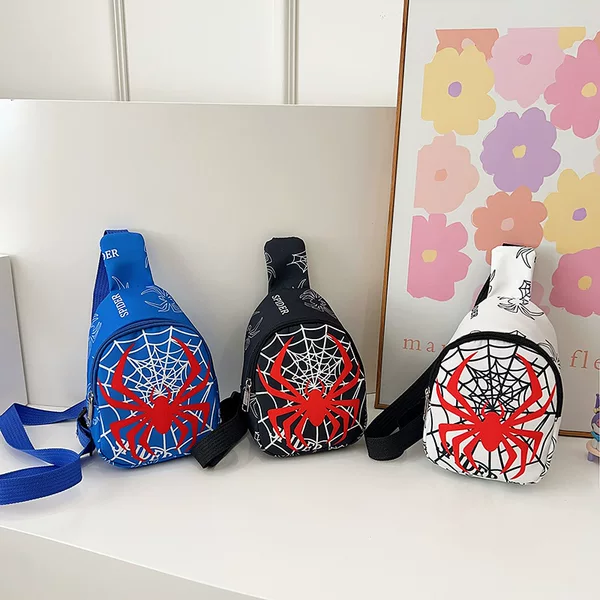 Wholesale 2025 New Cartoon Spider Web Boys Small Satchel Cute Girls Lightweight Crossbody Backpack Children Chest Bag