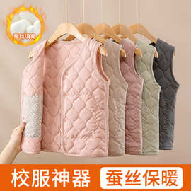 儿童秋冬马甲内穿男童女童校服加绒加厚打底保暖背心宝宝坎肩