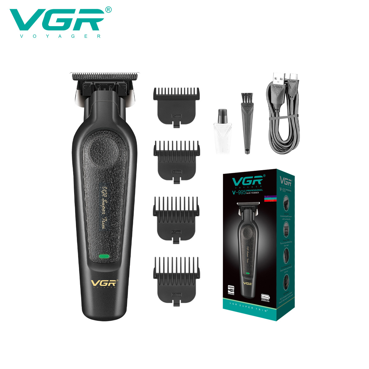 Tondeuse à cheveux électrique rechargeable VGR995 Cross Border pour hommes, utilisable à domicile._voghion.com