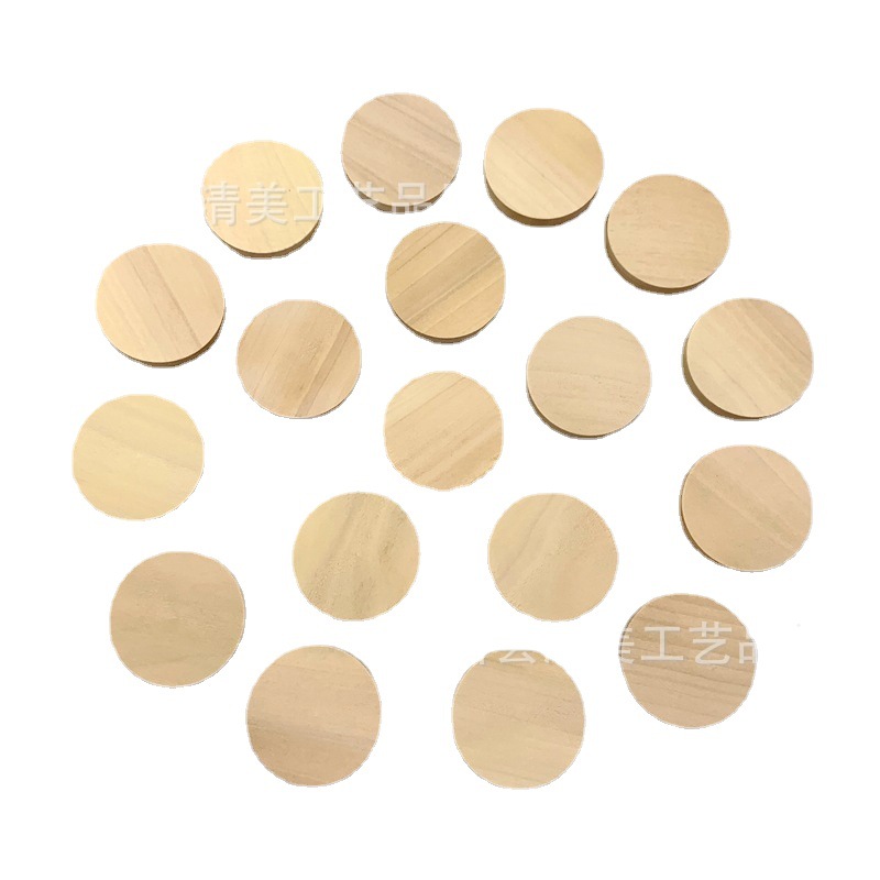 Oblea de madera 25/30/35/38/40/50mm hecho a mano DIY registro 5mm espesor 50 unids/pack ronda virutas madera