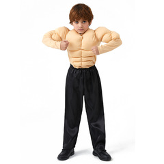 Children's Fake Abs T-Shirt for Male Character Role-Playing Stage Performance Adult Muscle Costume Cos Stylish Performance Outfit